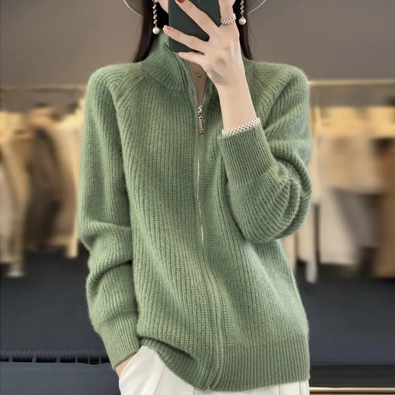 Charlotte™ - Zippered Wool Cardigan