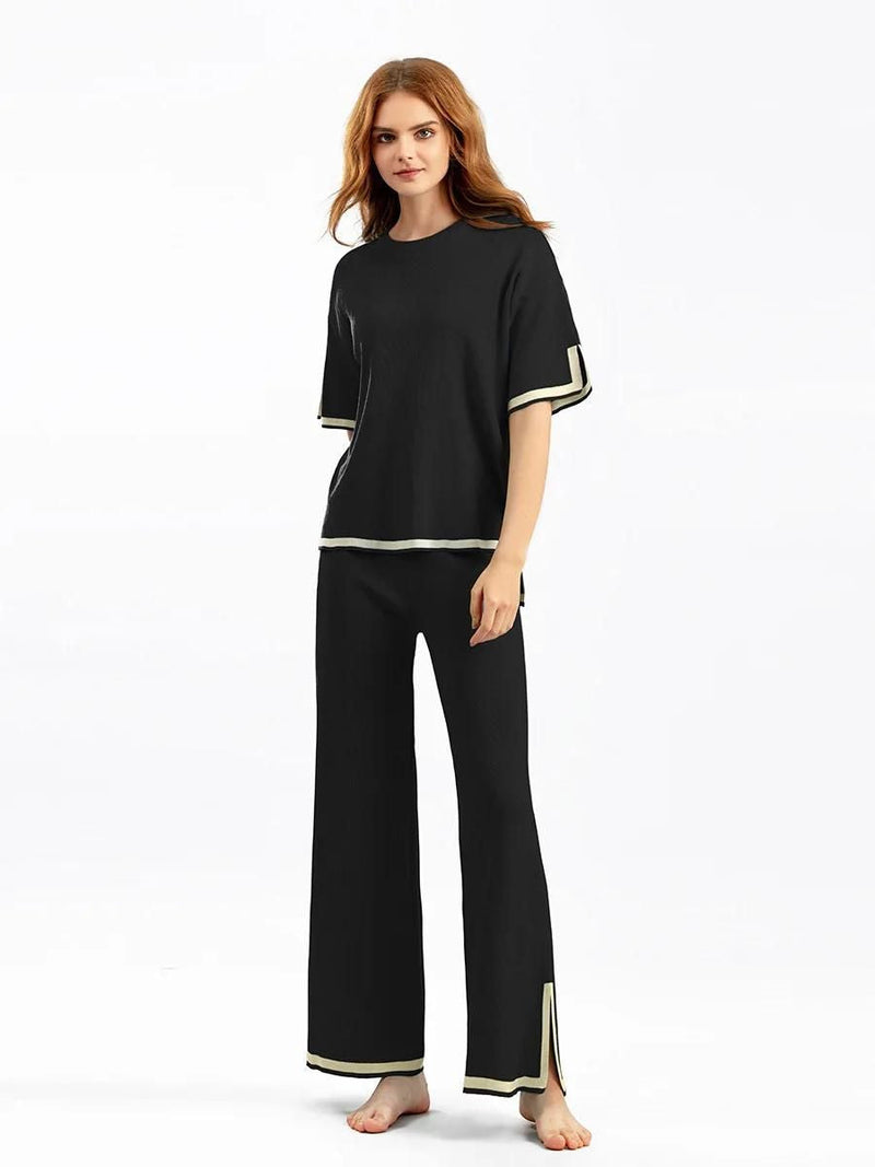 Charlotte™ - Chic Ice Silk Short Sleeve Co-Ord Set
