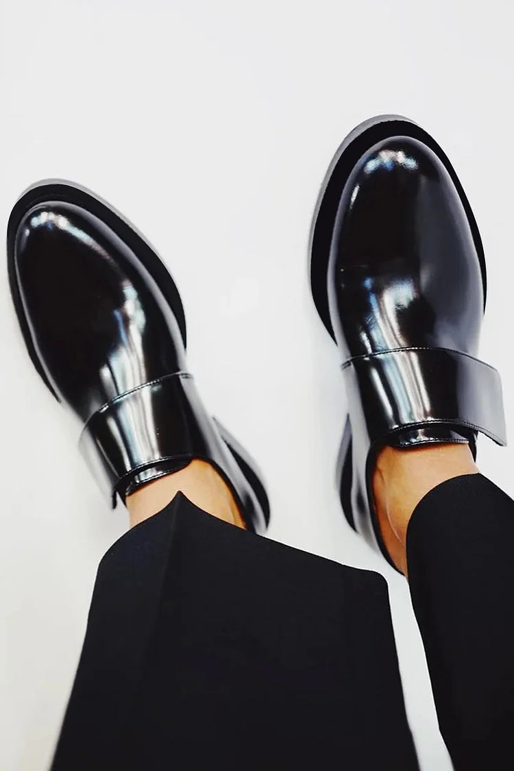 Mira | Chic Shiny Loafers with Wide Strap for Effortless Elegance