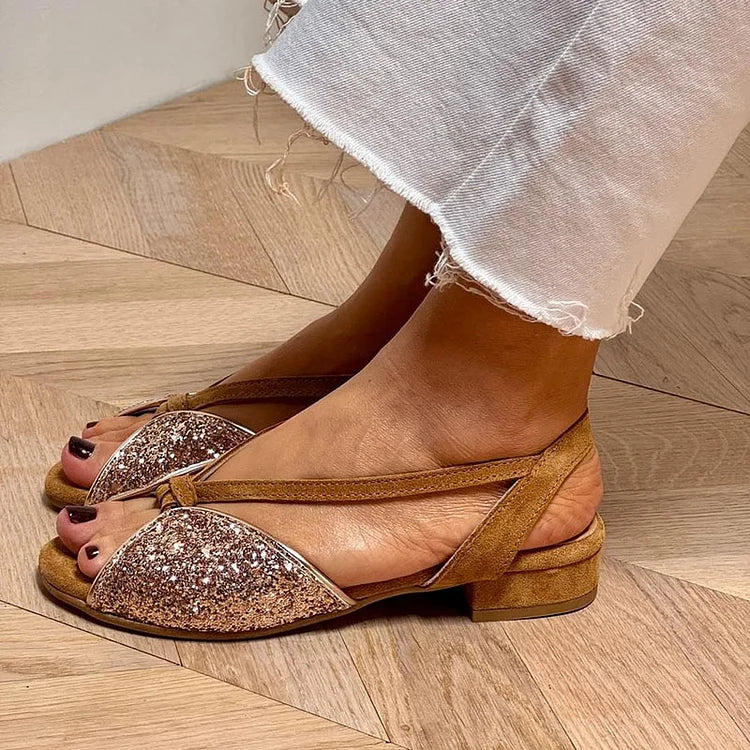 MIRA | Chic Glitter Sandals with Low Sole for Effortless Elegance and Comfort