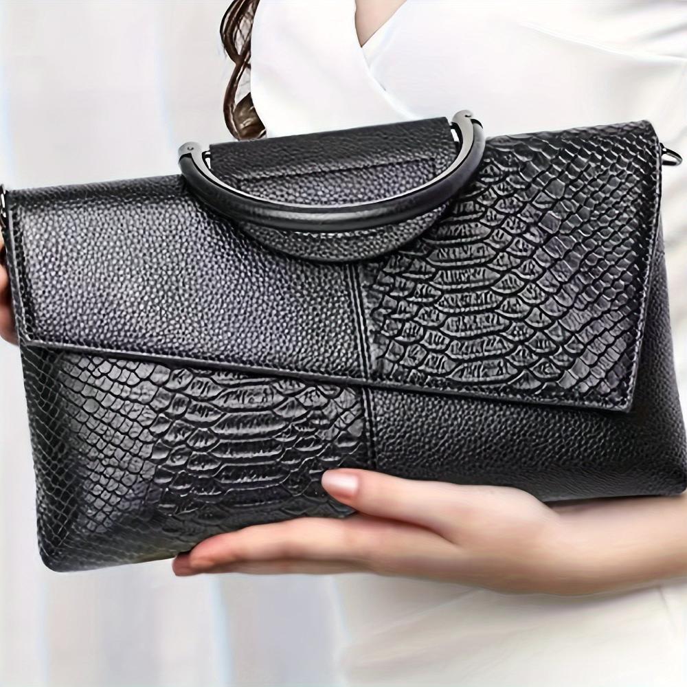 Cassandra - Handbag with Opulent Crocodile Pattern