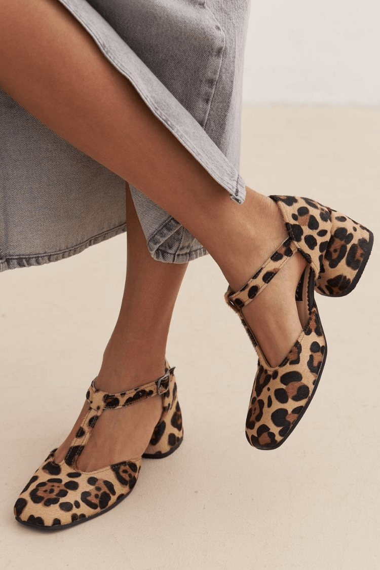 MIRA | Animal Print T-Strap Shoes
