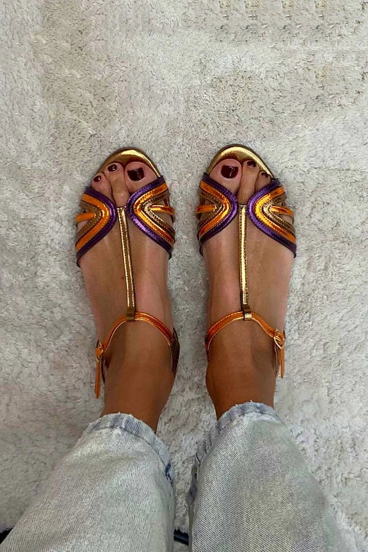 MIRA | Vibrant Strap Sandals Featuring Chic Metallic Accents