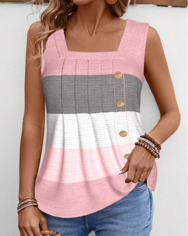 Riley™ - Button-Up Striped Tank Top
