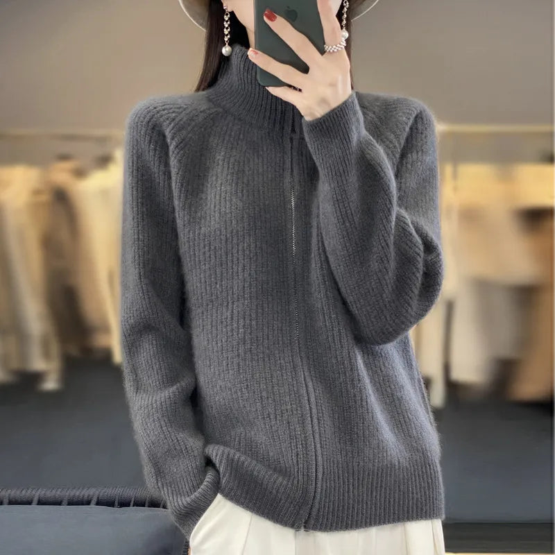 Charlotte™ - Zippered Wool Cardigan
