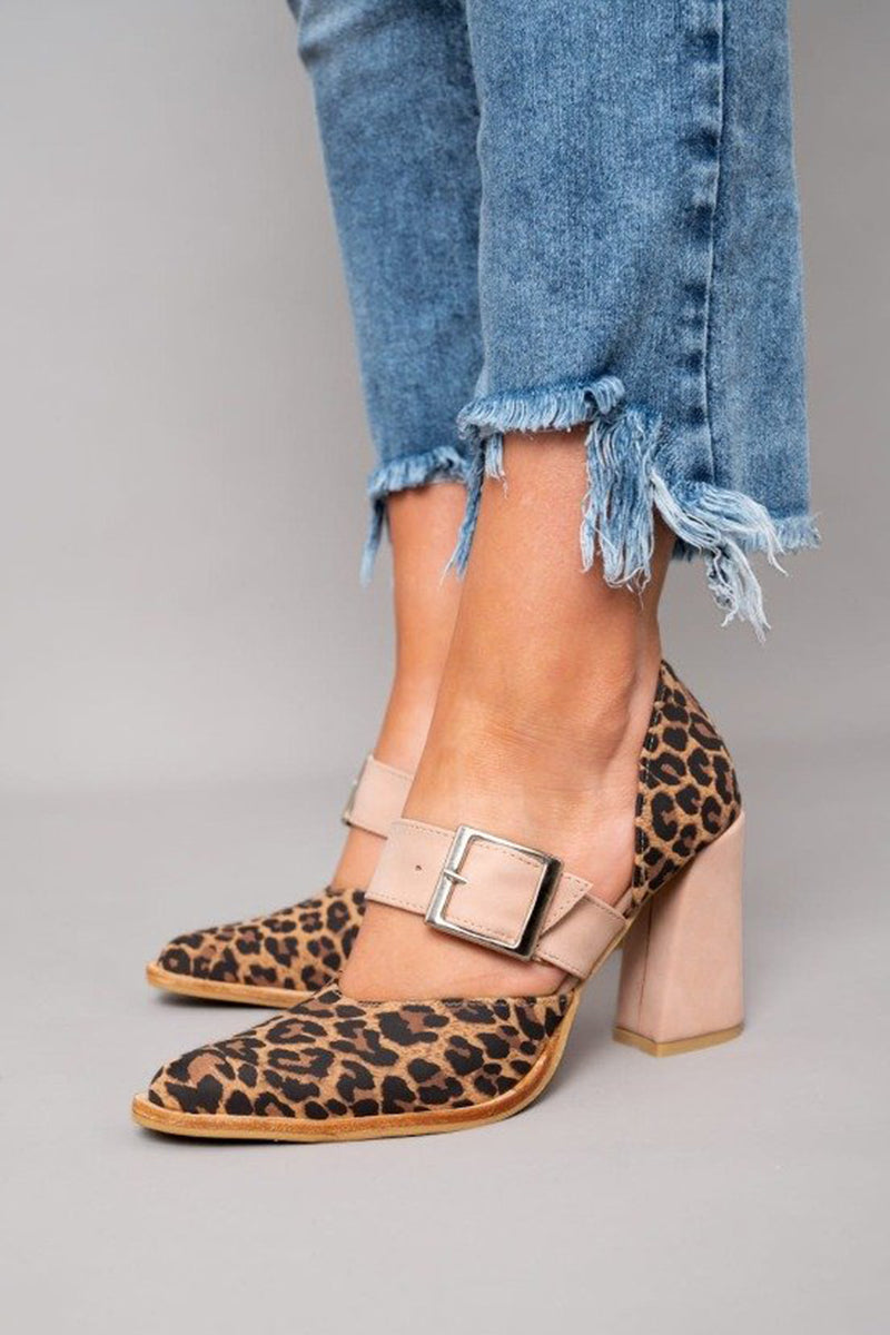 Mira™ | Chic Leopard Print Suede Sandals with Sturdy Heel and Ultimate Comfort