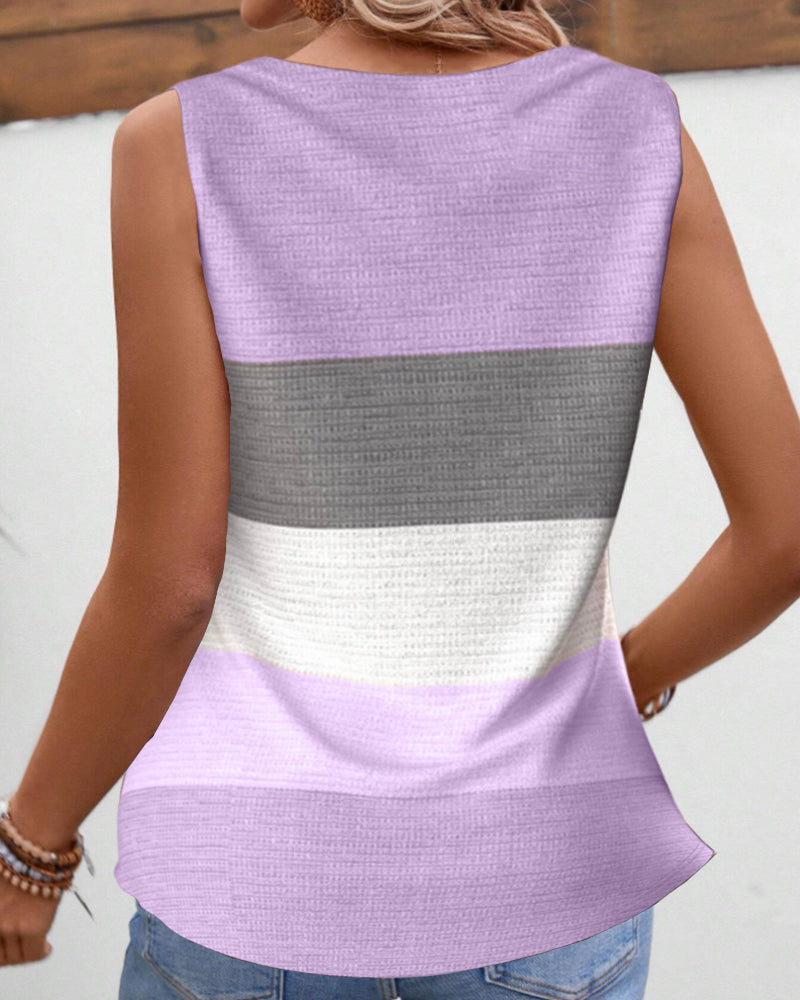 Riley™ - Button-Up Striped Tank Top