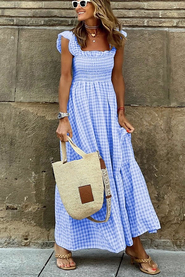 Emma™ - Chic Plaid Maxi Dress