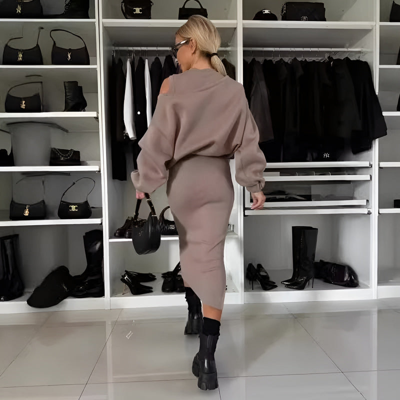 Sophia™ - Chic Two-Piece Ensemble (Dress + Sweater)