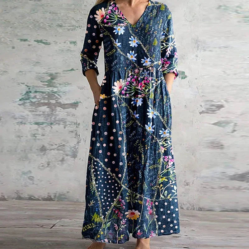 Beatrice™ – Vintage Floral Maxi Dress