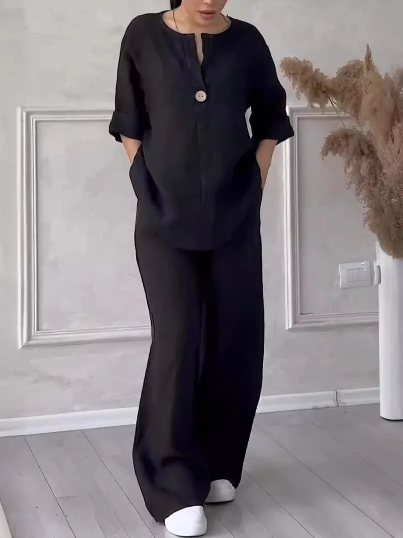 Avery™ - Cozy Casual Linen Co-Ord Set