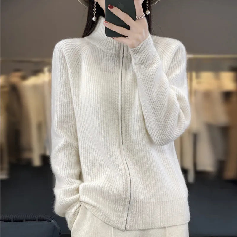 Charlotte™ - Zippered Wool Cardigan