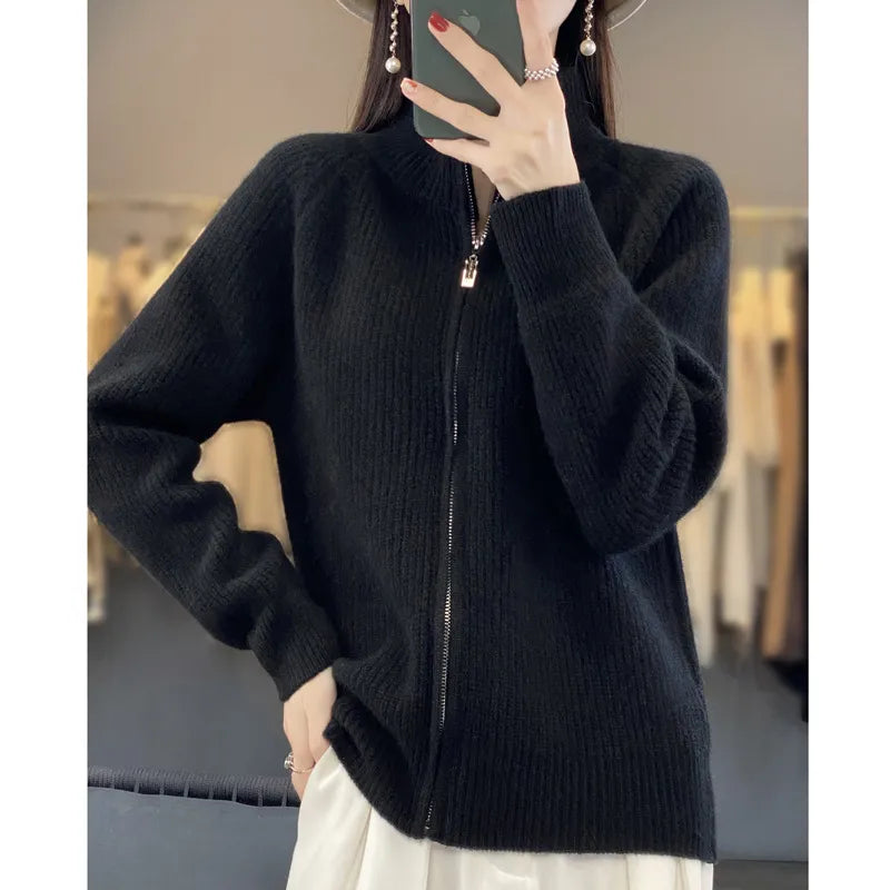 Charlotte™ - Zippered Wool Cardigan