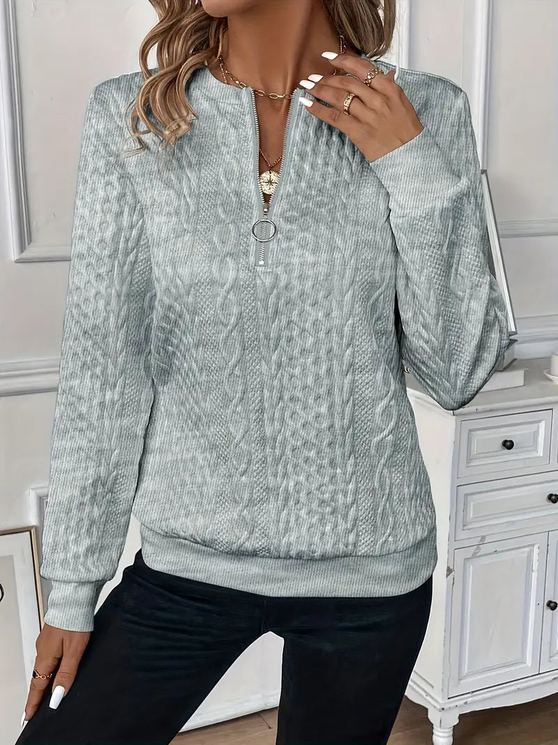 Chic Kimberly Sweater with Trendy Zipper Detail