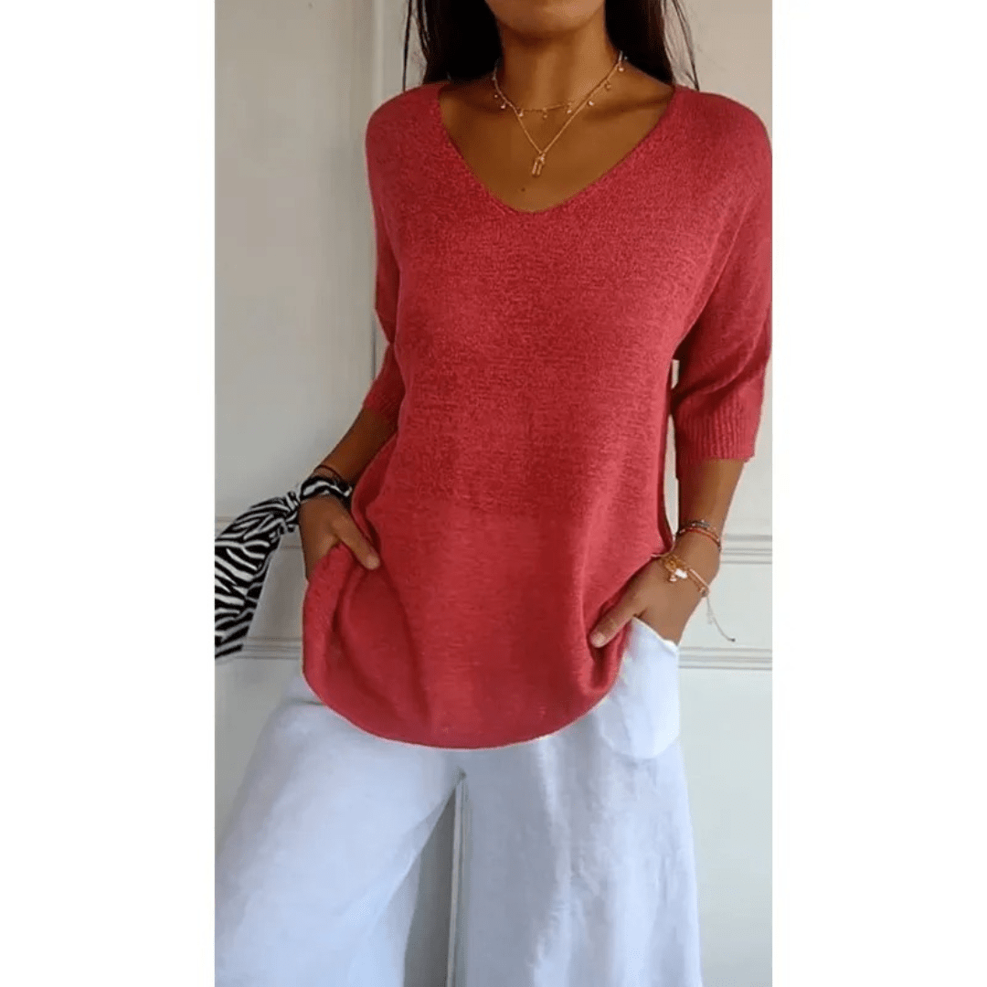 Loraine - Chic V-Neck Blouse