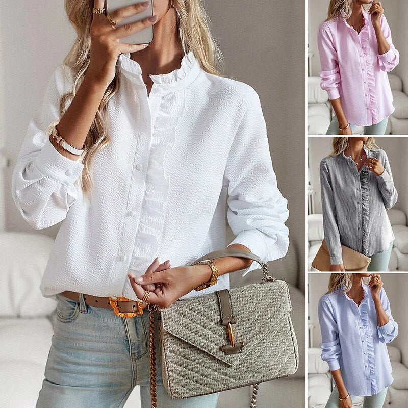 Alice - Ruffled Button-Up Blouse