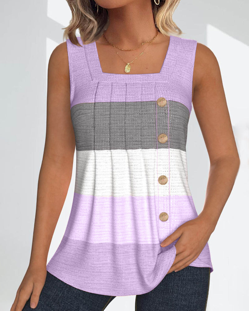 Riley™ - Button-Up Striped Tank Top