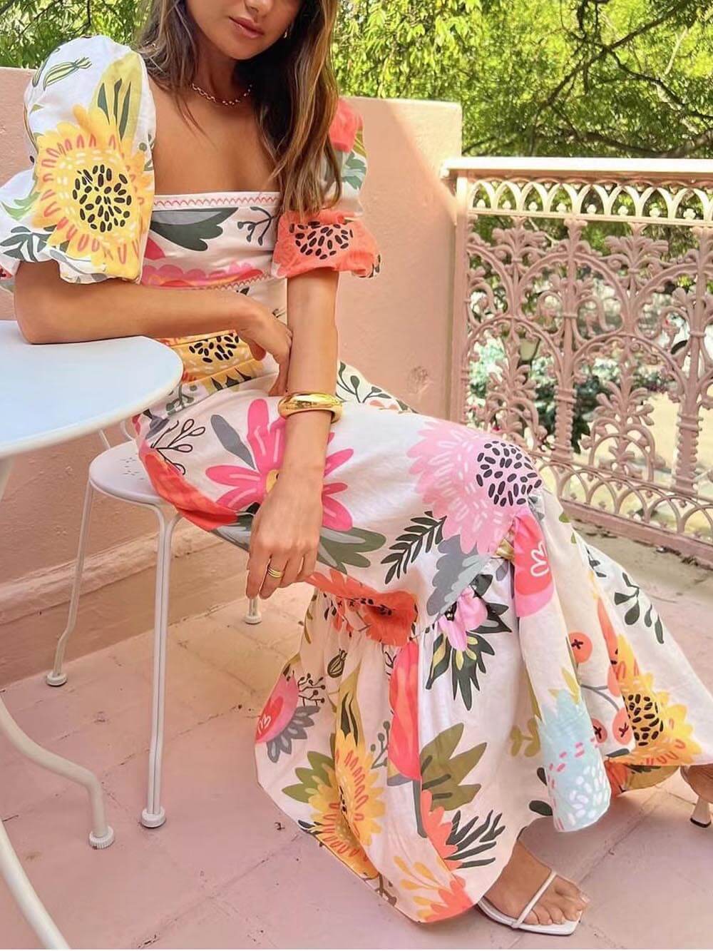 Isabella™ - Chic Colorful Floral Maxi Dress