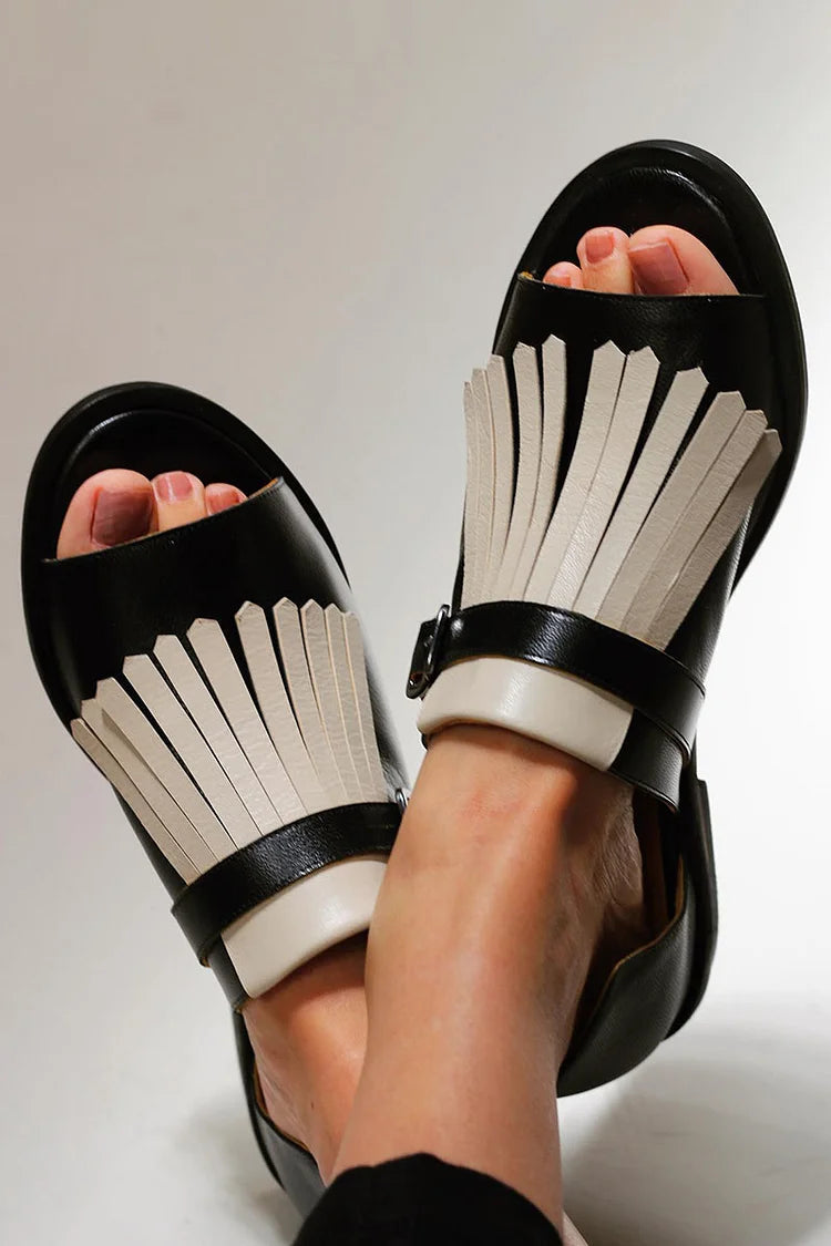 MIRA | Chic Platform Sandals with Stylish Fringe Accents