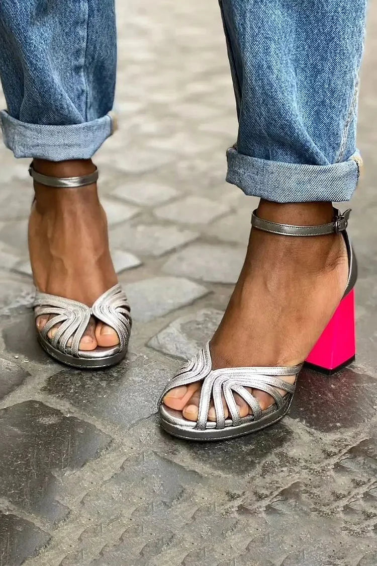 Mira | Chic Metallic Sandals with Fluorescent Heel for a Distinctive Look