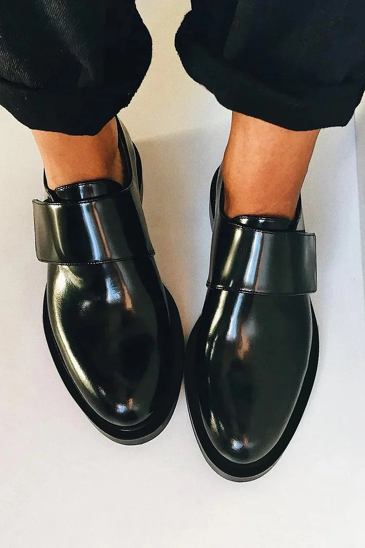 Mira | Chic Shiny Loafers with Wide Strap for Effortless Elegance