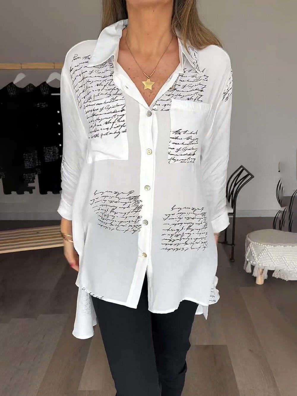 Olivia™ - Chic Letter Print Top