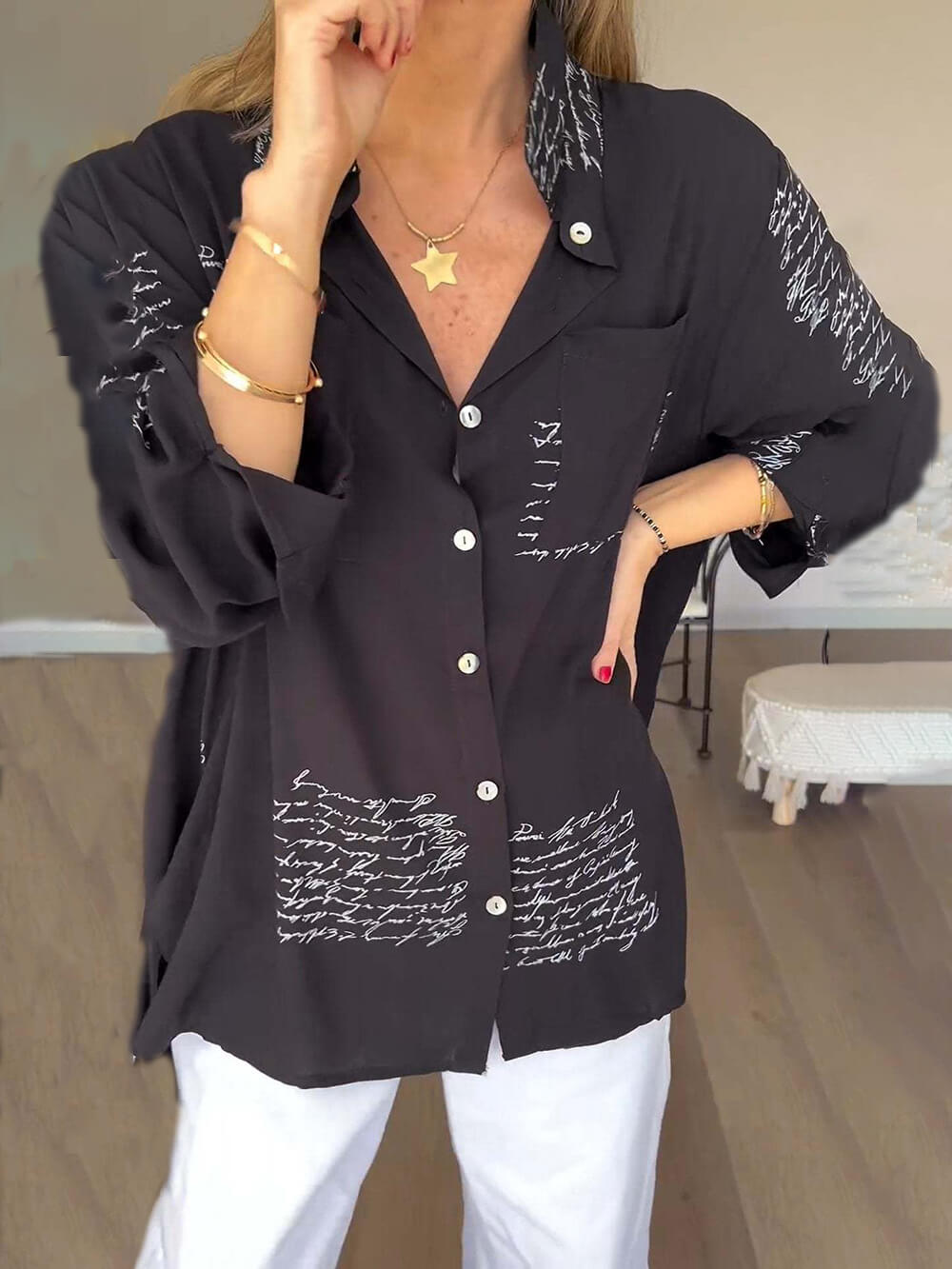 Olivia™ - Chic Letter Print Top