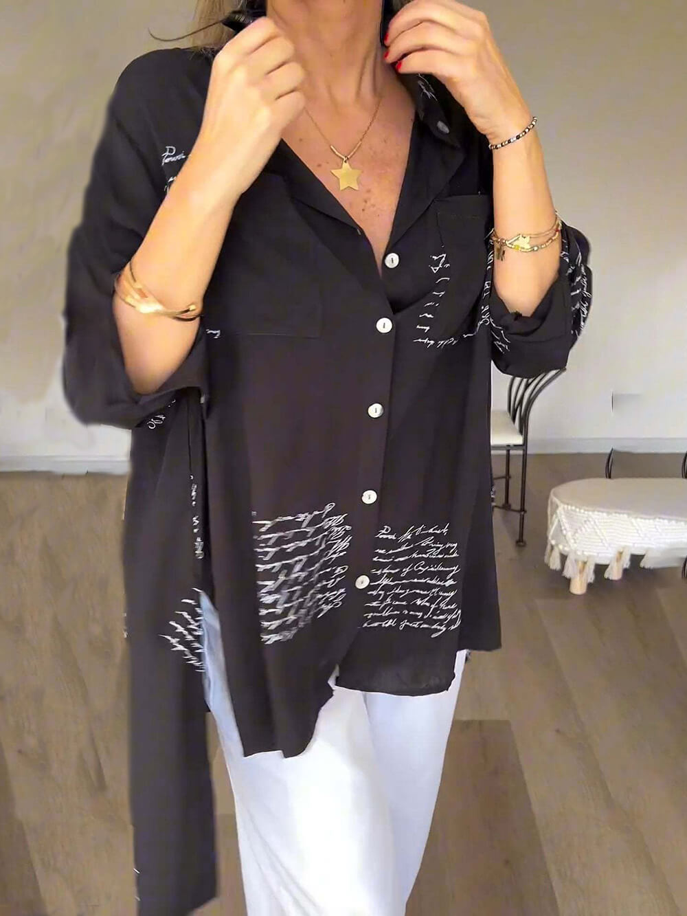 Olivia™ - Chic Letter Print Top