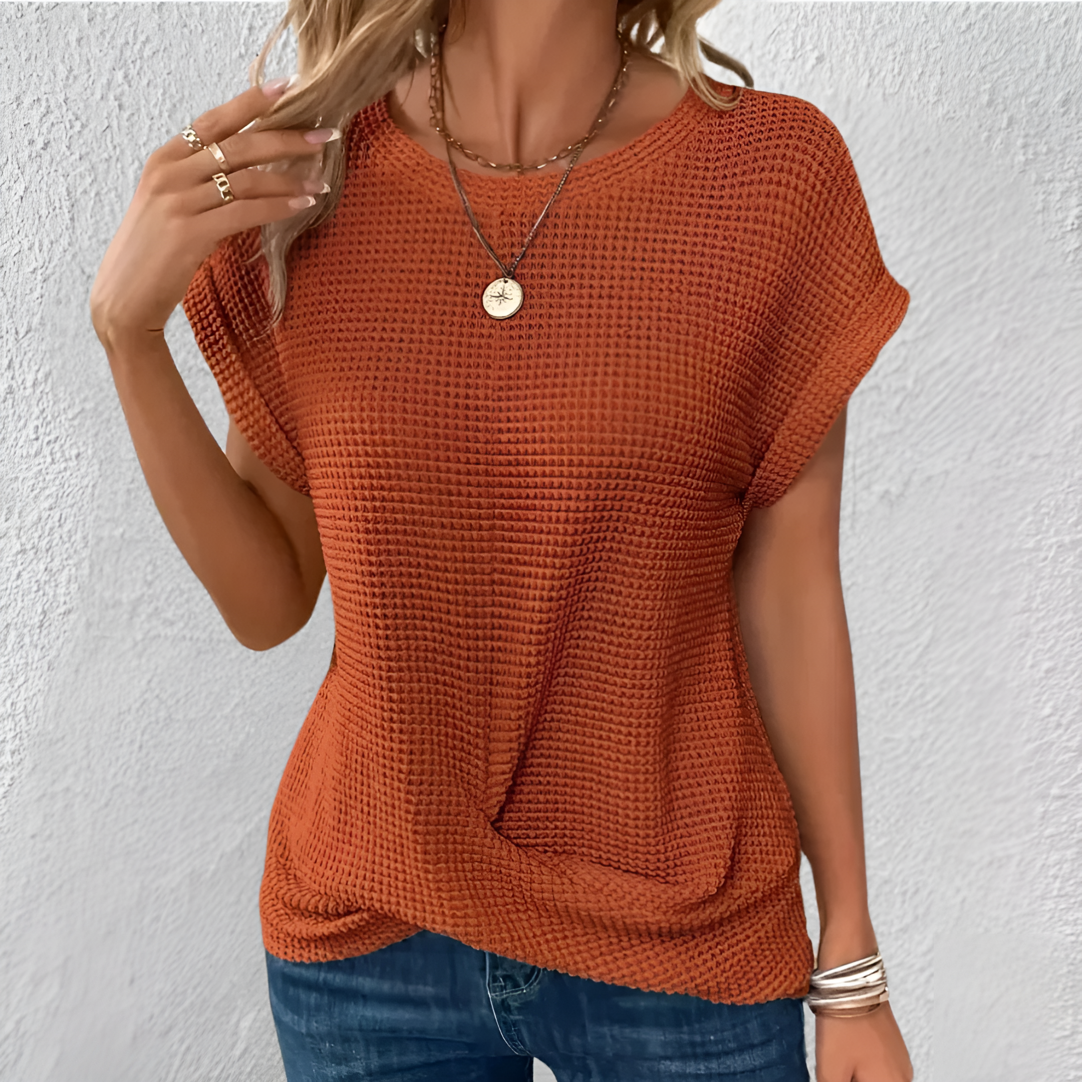 Luna – Flattering Tummy-Control Waffle-Knit Top