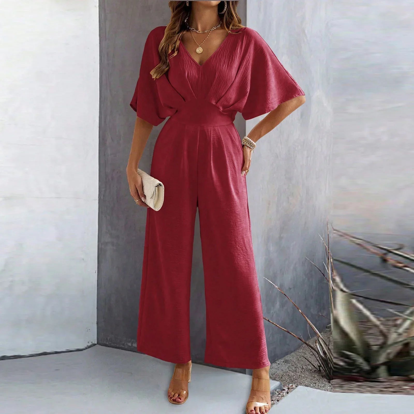 Olivia™ - Chic V-Neck Jumpsuit