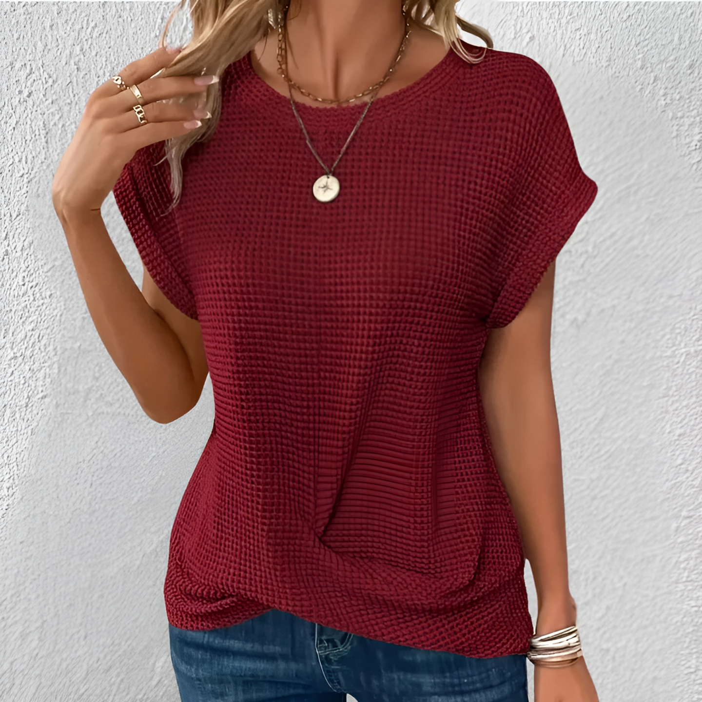 Luna – Flattering Tummy-Control Waffle-Knit Top