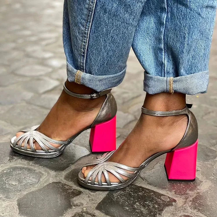 Mira | Chic Metallic Sandals with Fluorescent Heel for a Distinctive Look