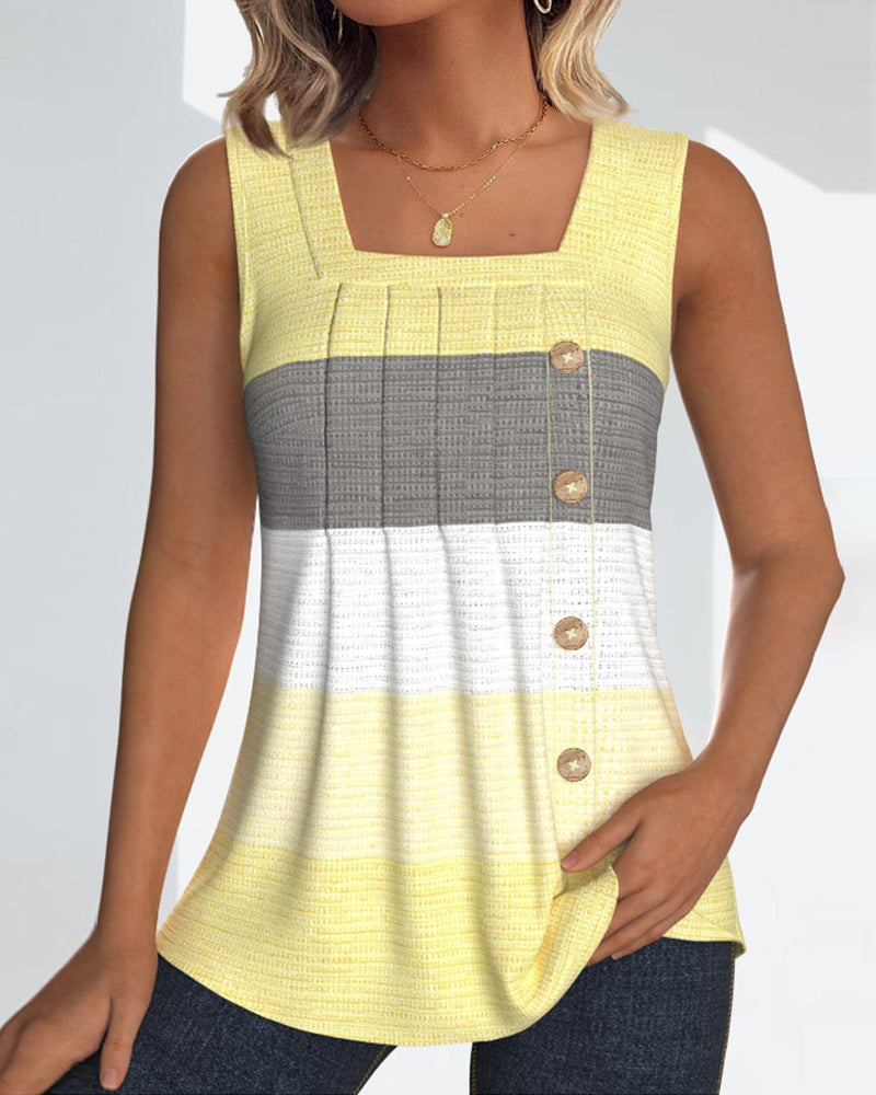 Riley™ - Button-Up Striped Tank Top