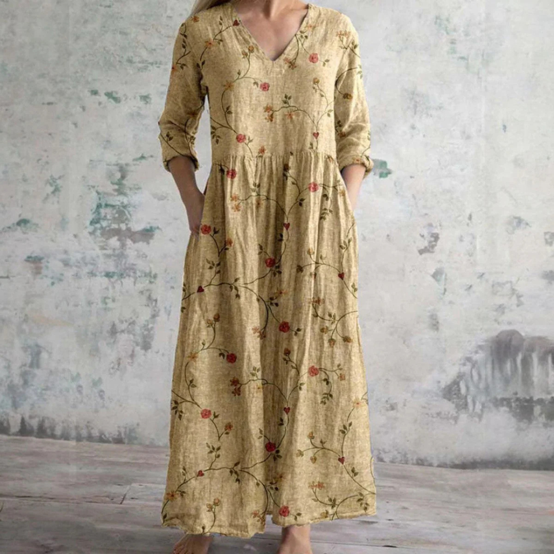 Clara™ – Vintage Floral Maxi Dress