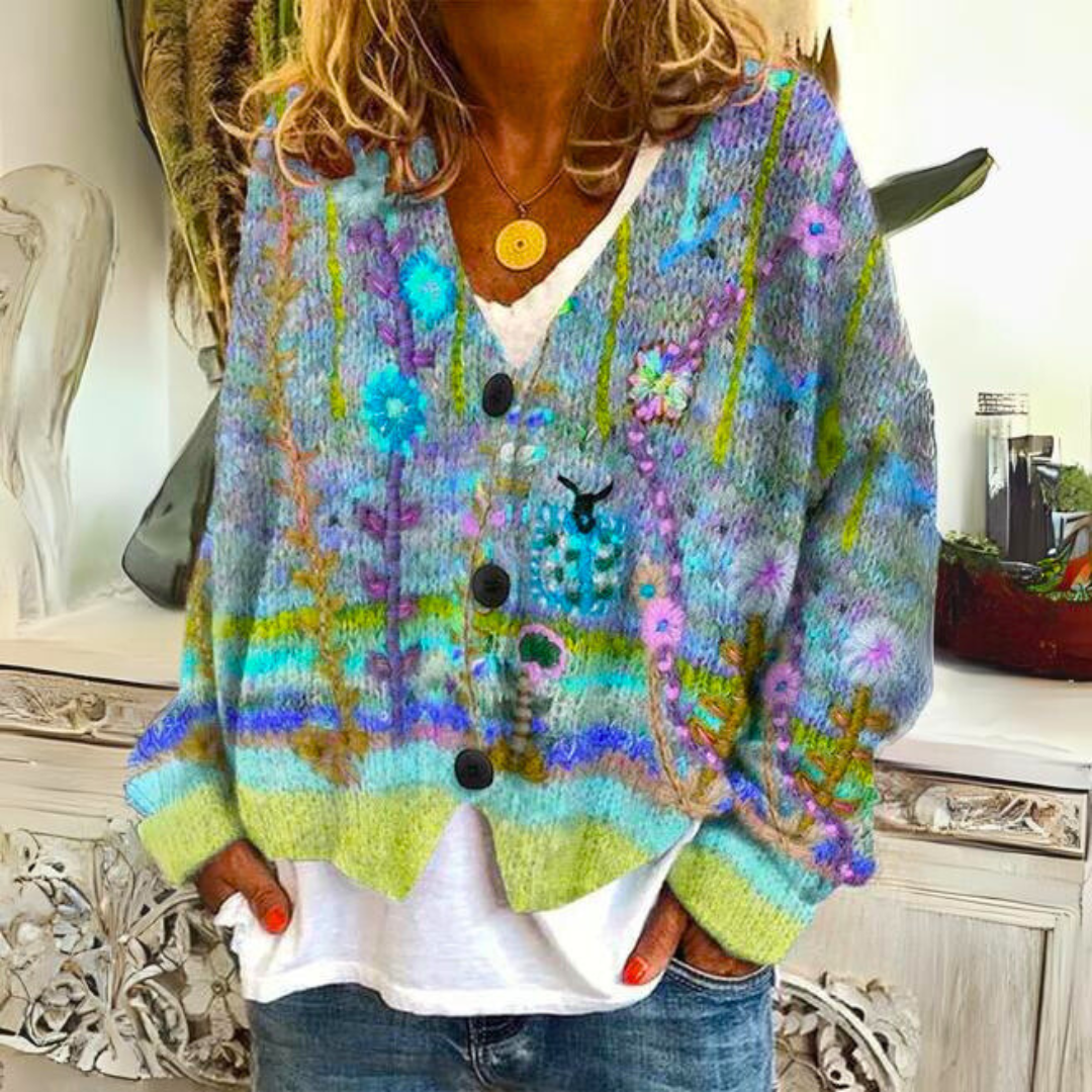 Addison™ - Chic Vintage-Inspired Loose-Fit Button Cardigan