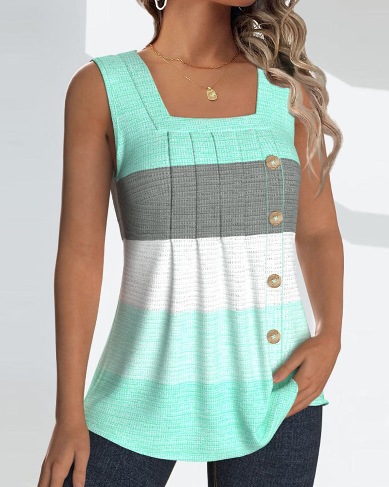 Riley™ - Button-Up Striped Tank Top