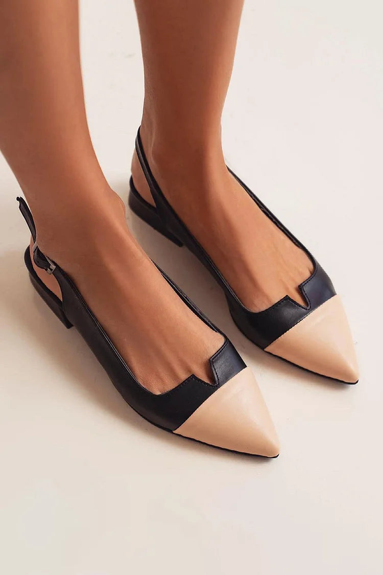 Mira | Chic Ballerina Sandals with Pointed Design and Two-Tone Accents for a Sophisticated Look