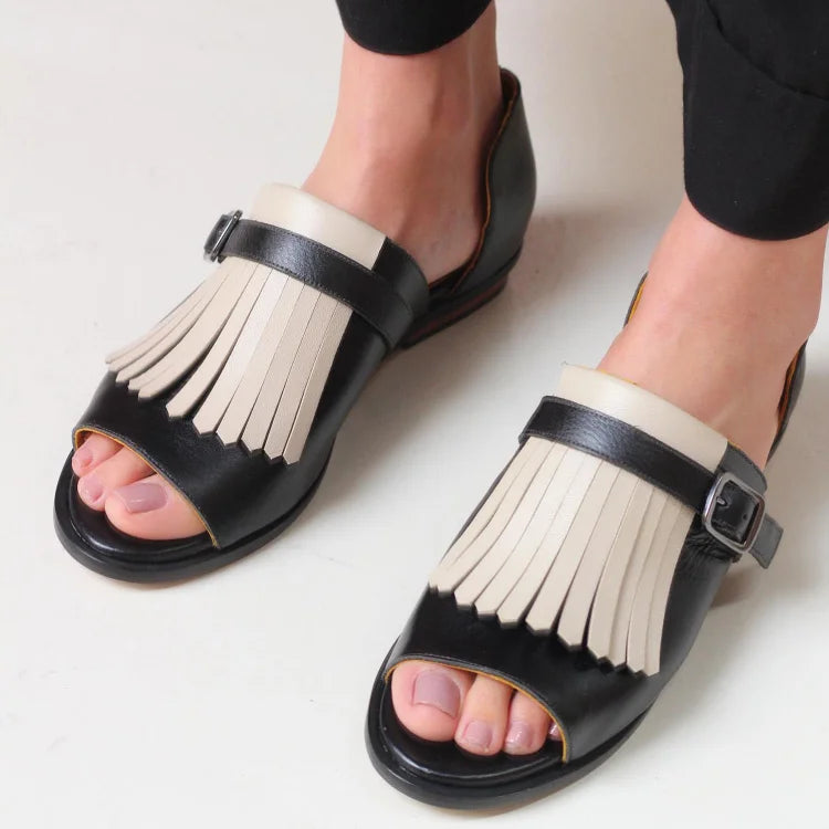 MIRA | Chic Platform Sandals with Stylish Fringe Accents