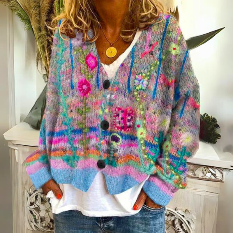 Addison™ - Chic Vintage-Inspired Loose-Fit Button Cardigan