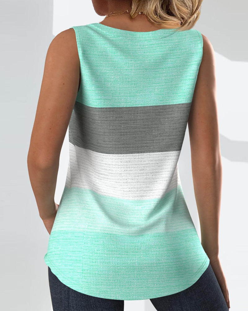 Riley™ - Button-Up Striped Tank Top