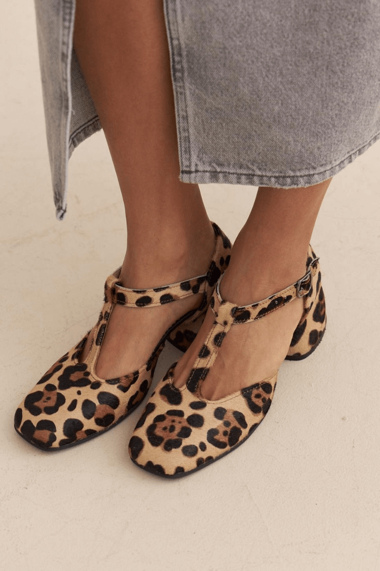 MIRA | Animal Print T-Strap Shoes