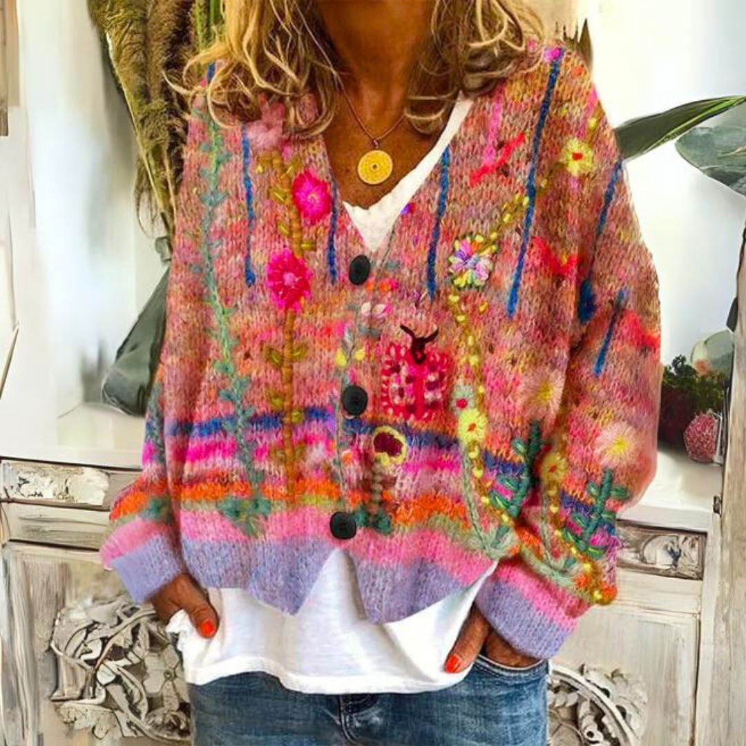 Addison™ - Chic Vintage-Inspired Loose-Fit Button Cardigan