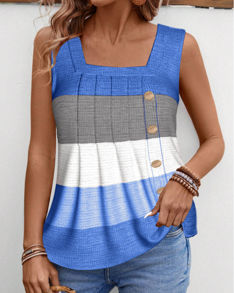 Riley™ - Button-Up Striped Tank Top