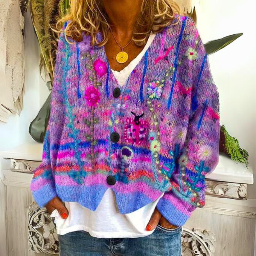 Addison™ - Chic Vintage-Inspired Loose-Fit Button Cardigan