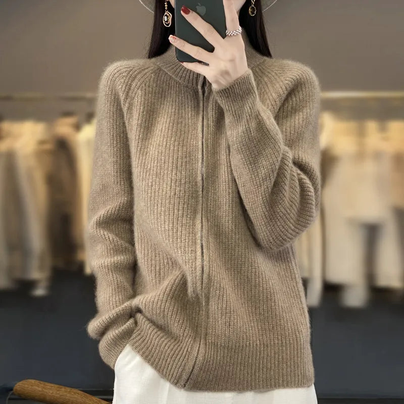 Charlotte™ - Zippered Wool Cardigan