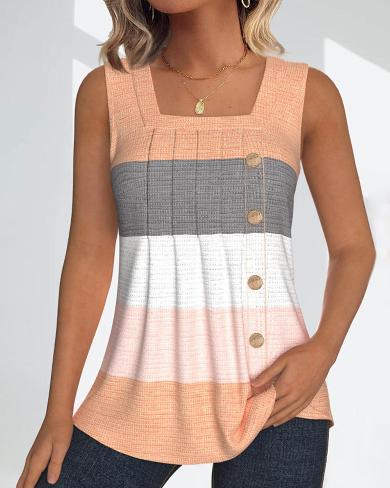 Riley™ - Button-Up Striped Tank Top