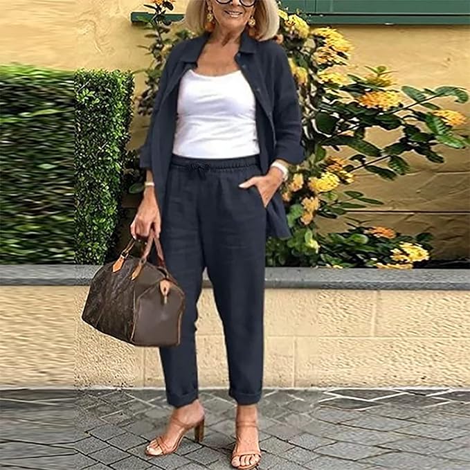 Scarlett™ - Cozy Long Sleeve Blouse and Pants Ensemble