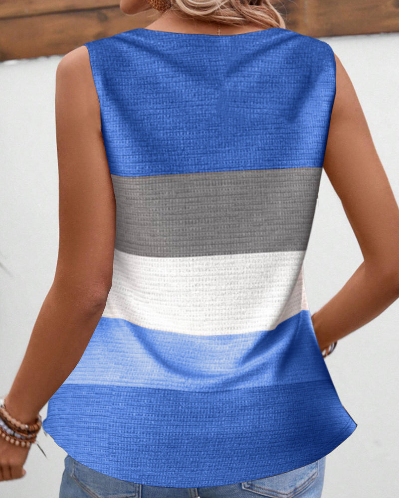 Riley™ - Button-Up Striped Tank Top