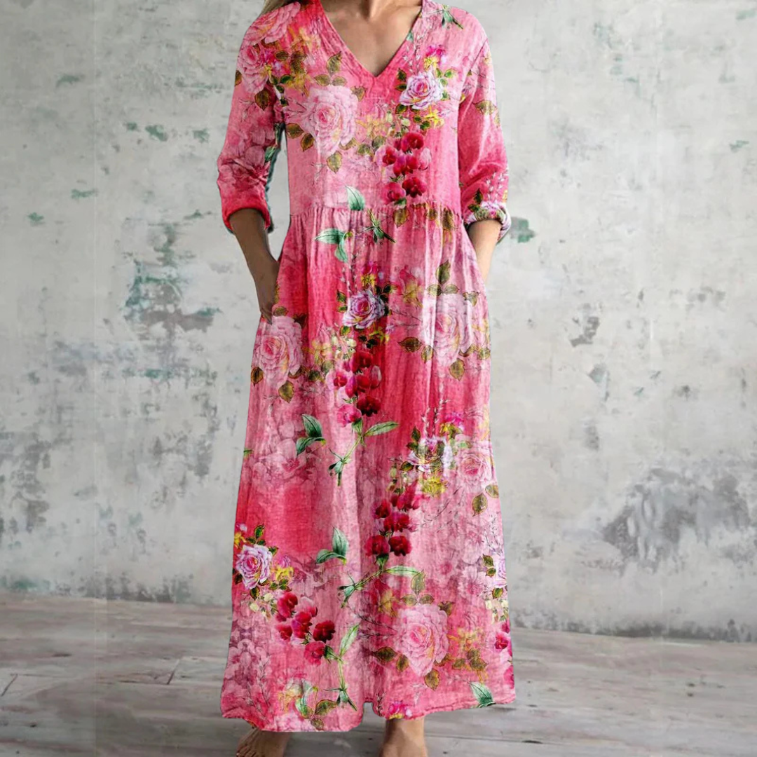 Helena™ – Vintage Floral Maxi Dress