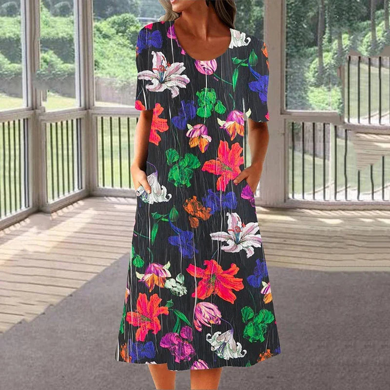 Emilia™ – Floral Dress With Tummy Coverage